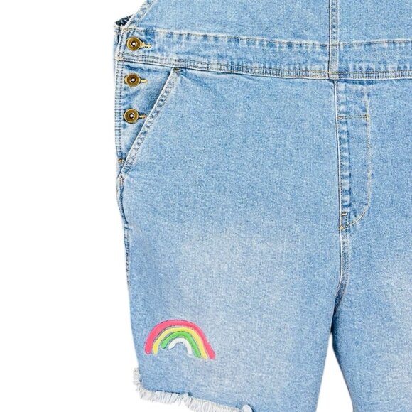 NWT Takepride Women's Blue Rainbow Queen Stretch Denim Shortalls Overalls Sz XXL - Picture 9 of 12
